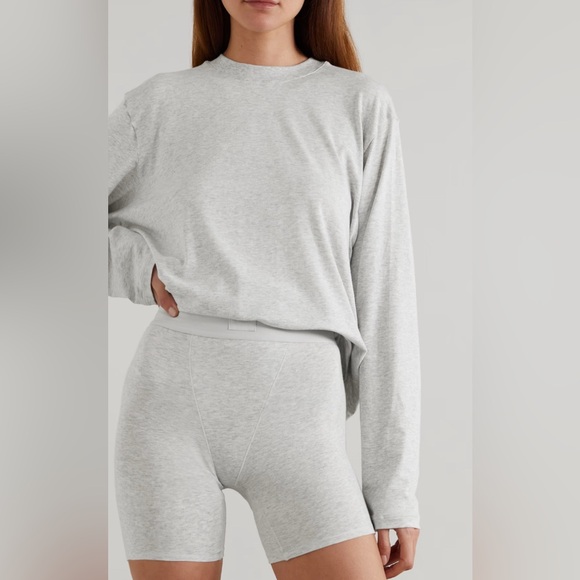 SKIMS (S) Women’s Boyfriend Cotton Jersey Boxer Shorts Light Heather Grey - Picture 2 of 8